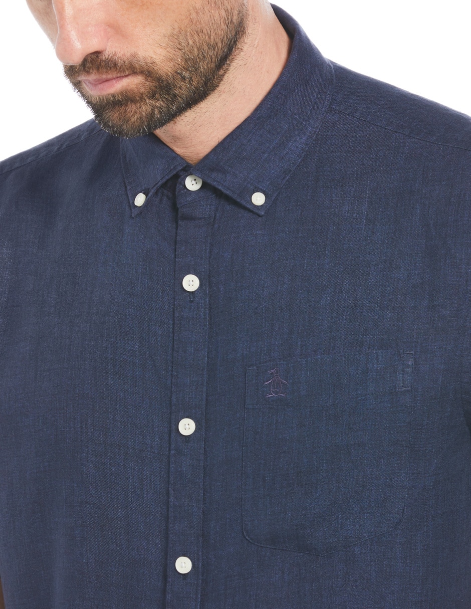 Camisa casual Original Penguin de lino manga corta para hombre