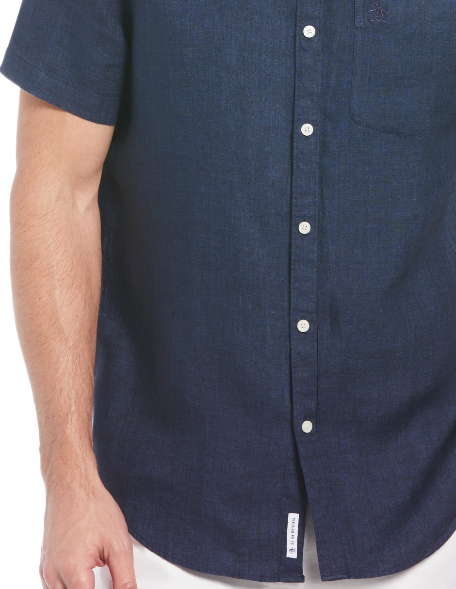 Camisa casual Original Penguin de lino manga corta para hombre