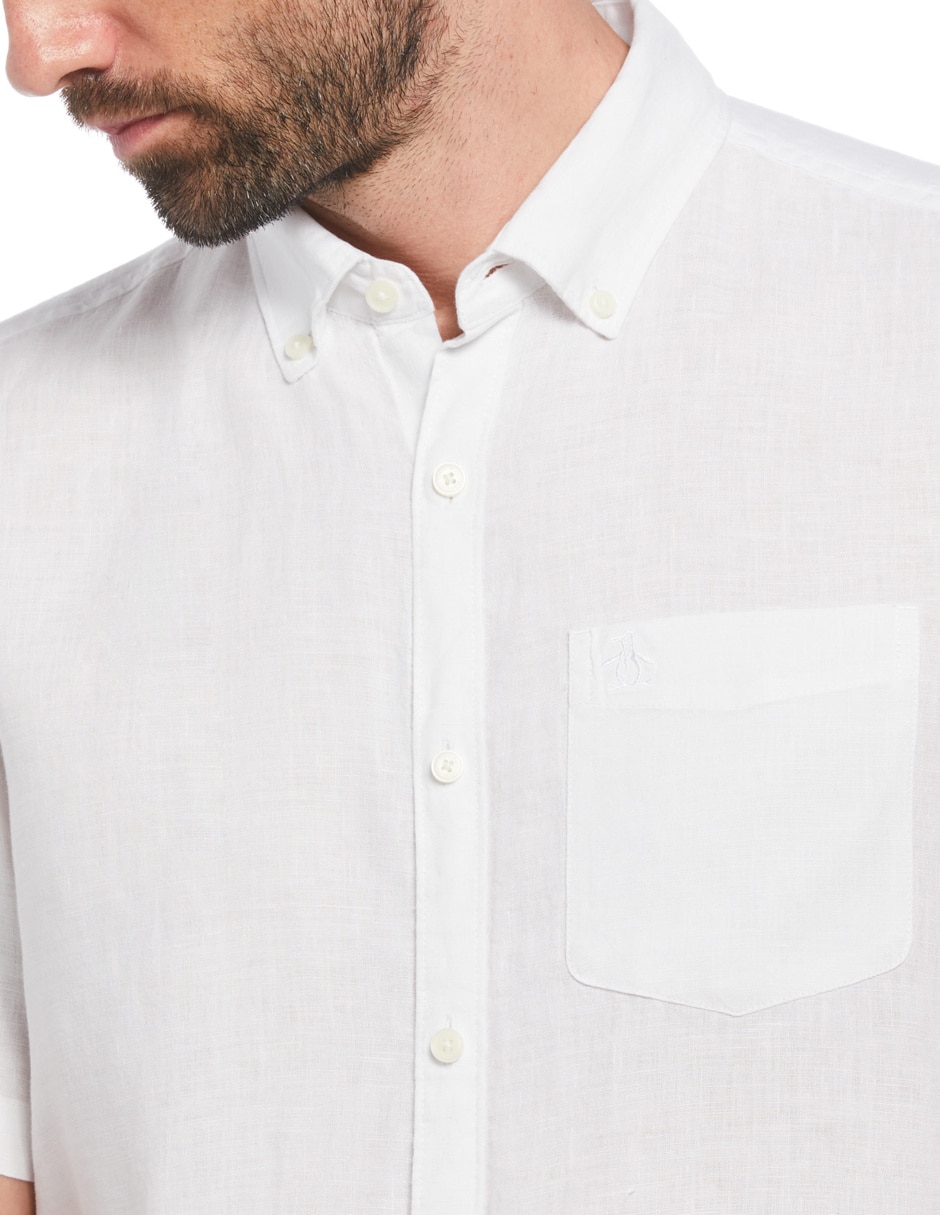 Camisa casual Original Penguin de lino manga corta para hombre