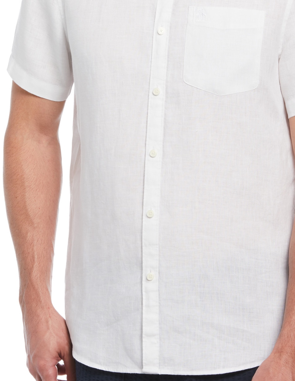 Camisa casual Original Penguin de lino manga corta para hombre