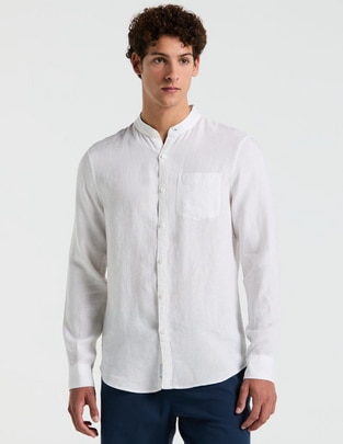 Camisa casual Original Penguin de lino manga larga para hombre
