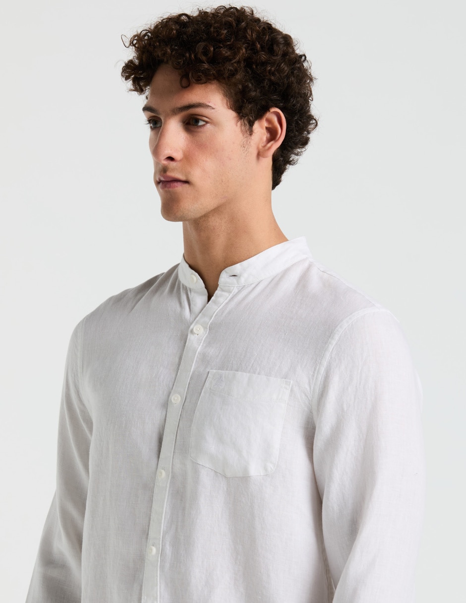 Camisa casual Original Penguin de lino manga larga para hombre