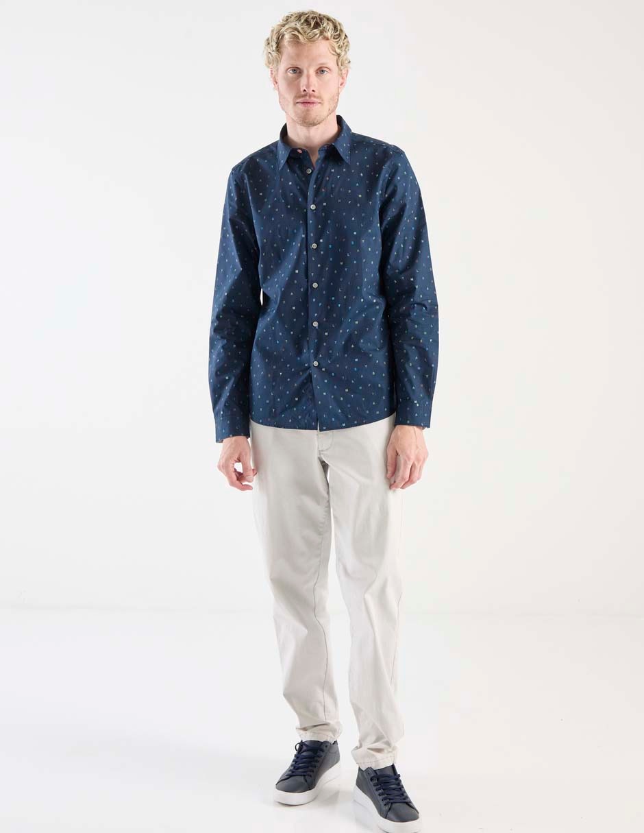 Camisa casual de algodón manga larga para hombre 6