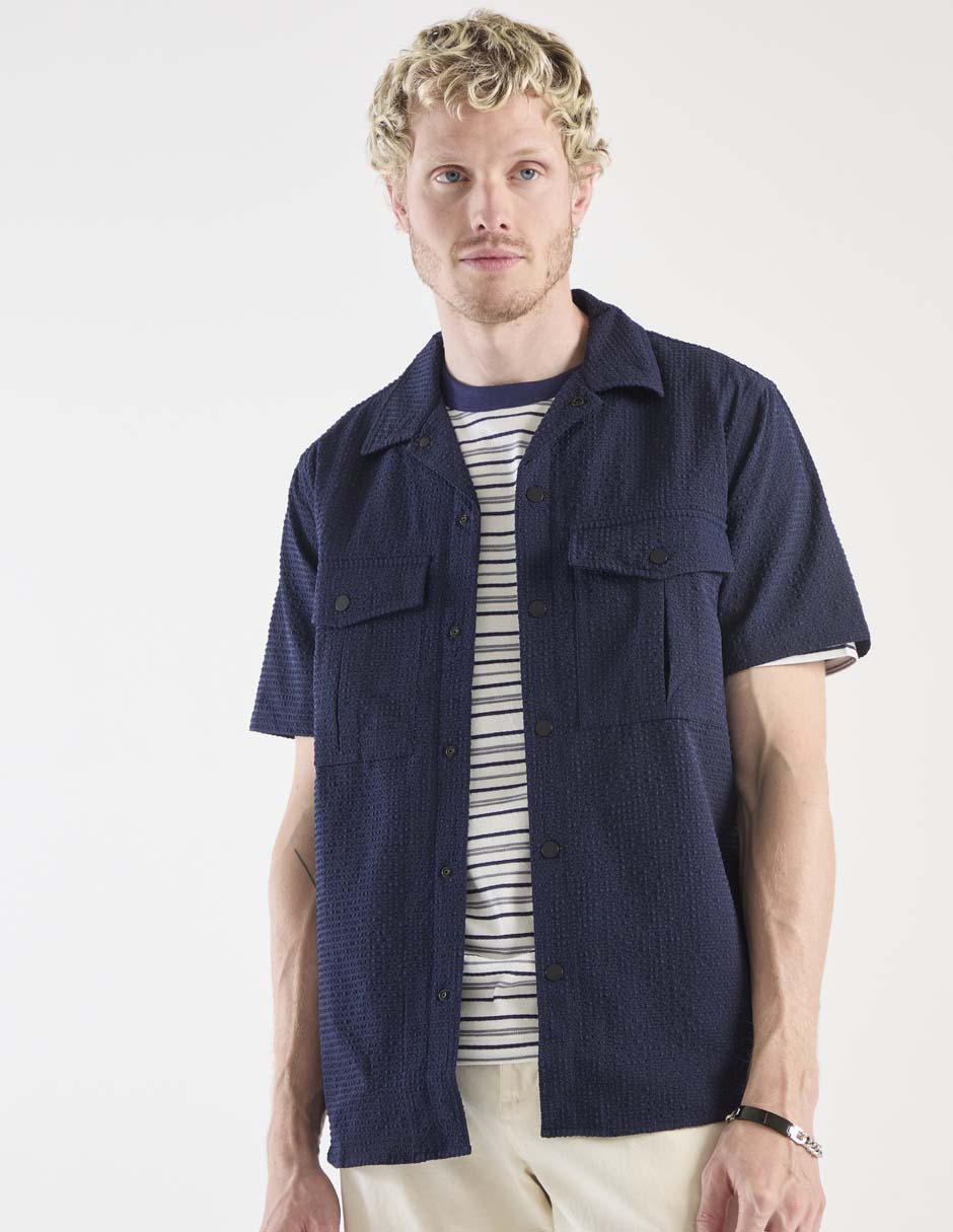 Camisa casual de algodón manga corta para hombre