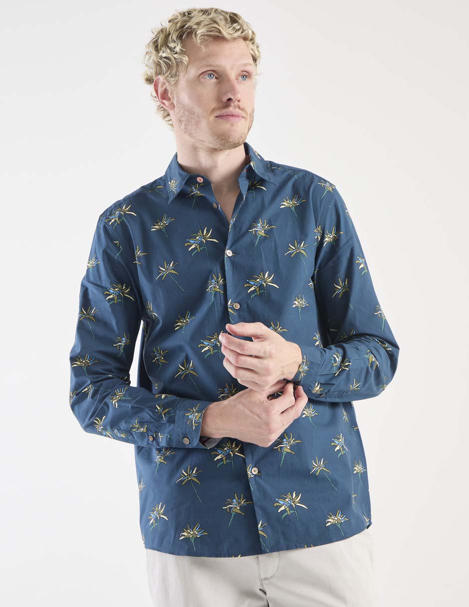 Camisa casual de algodón manga larga para hombre 1