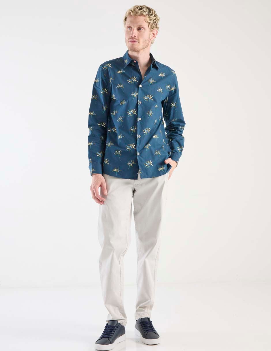 Camisa casual de algodón manga larga para hombre 6