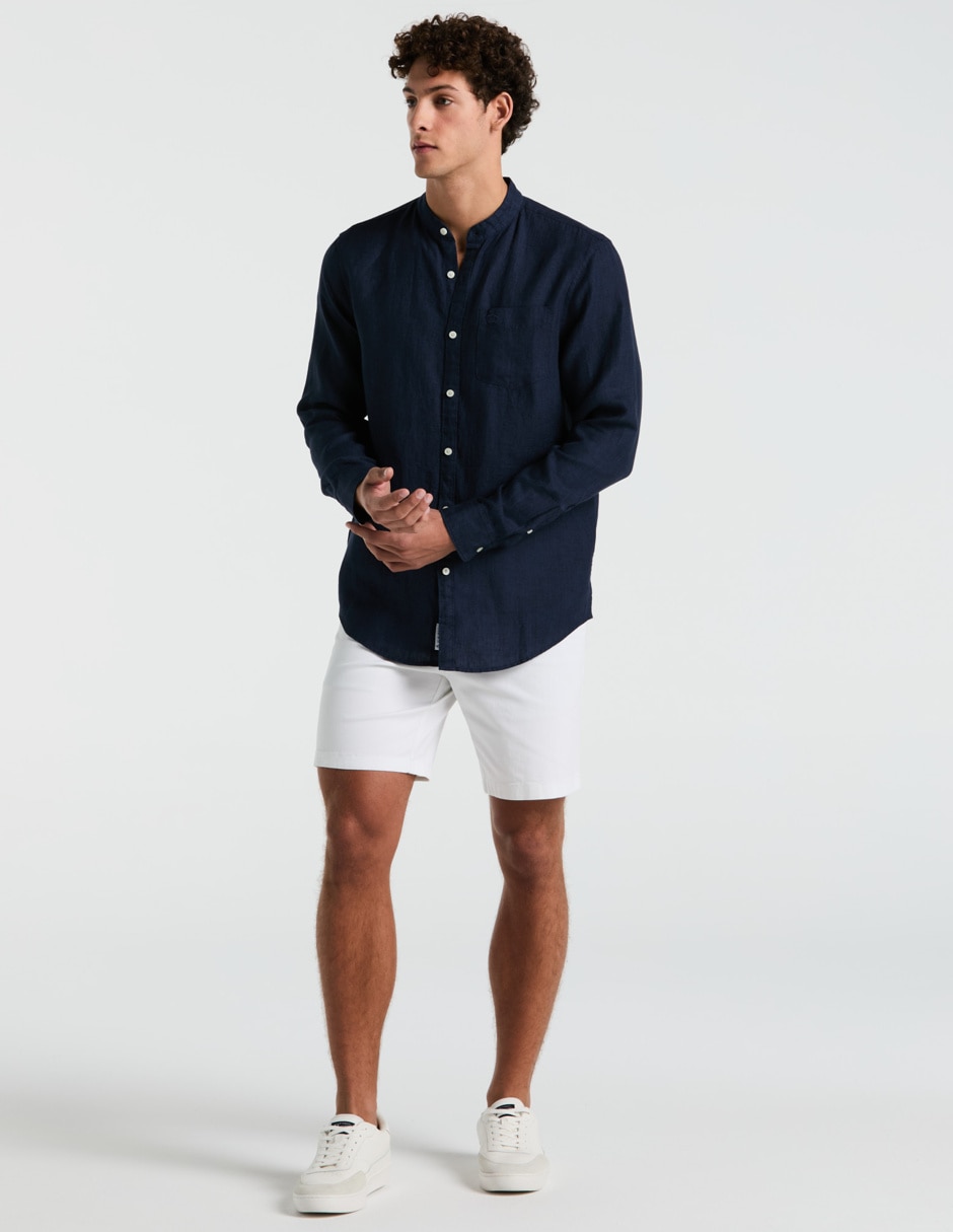 Camisa casual de lino manga larga para hombre 5