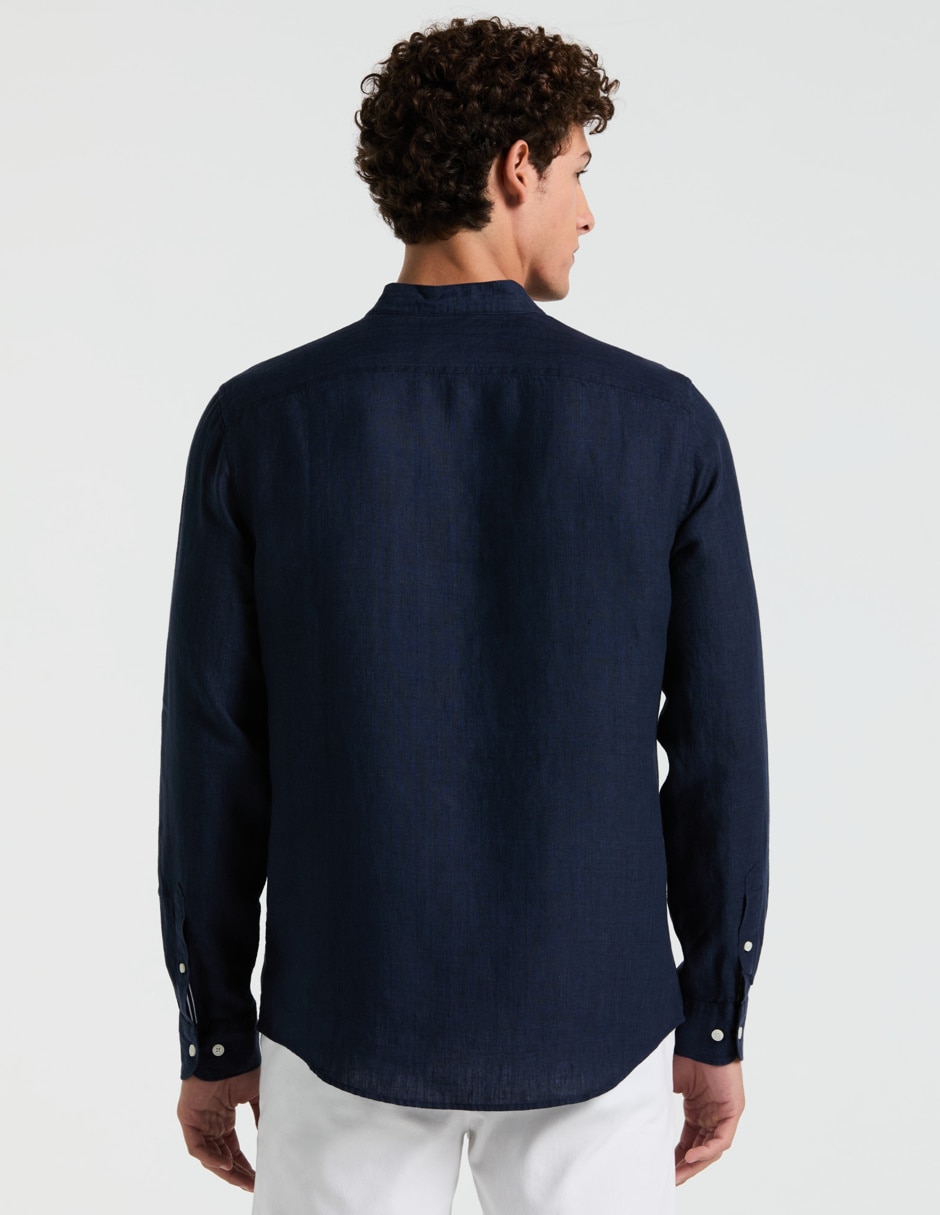 Camisa casual de lino manga larga para hombre 7