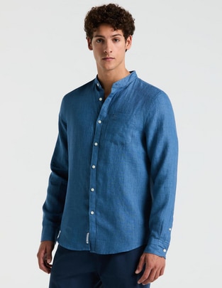 Camisa casual Original Penguin de lino manga larga para hombre