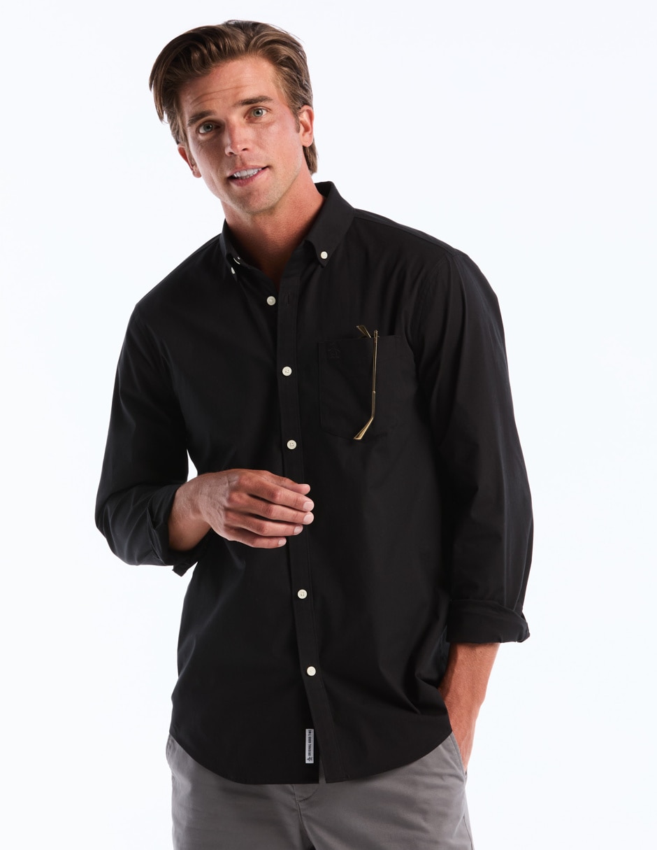 Camisa casual Original Penguin de algodón manga larga para hombre