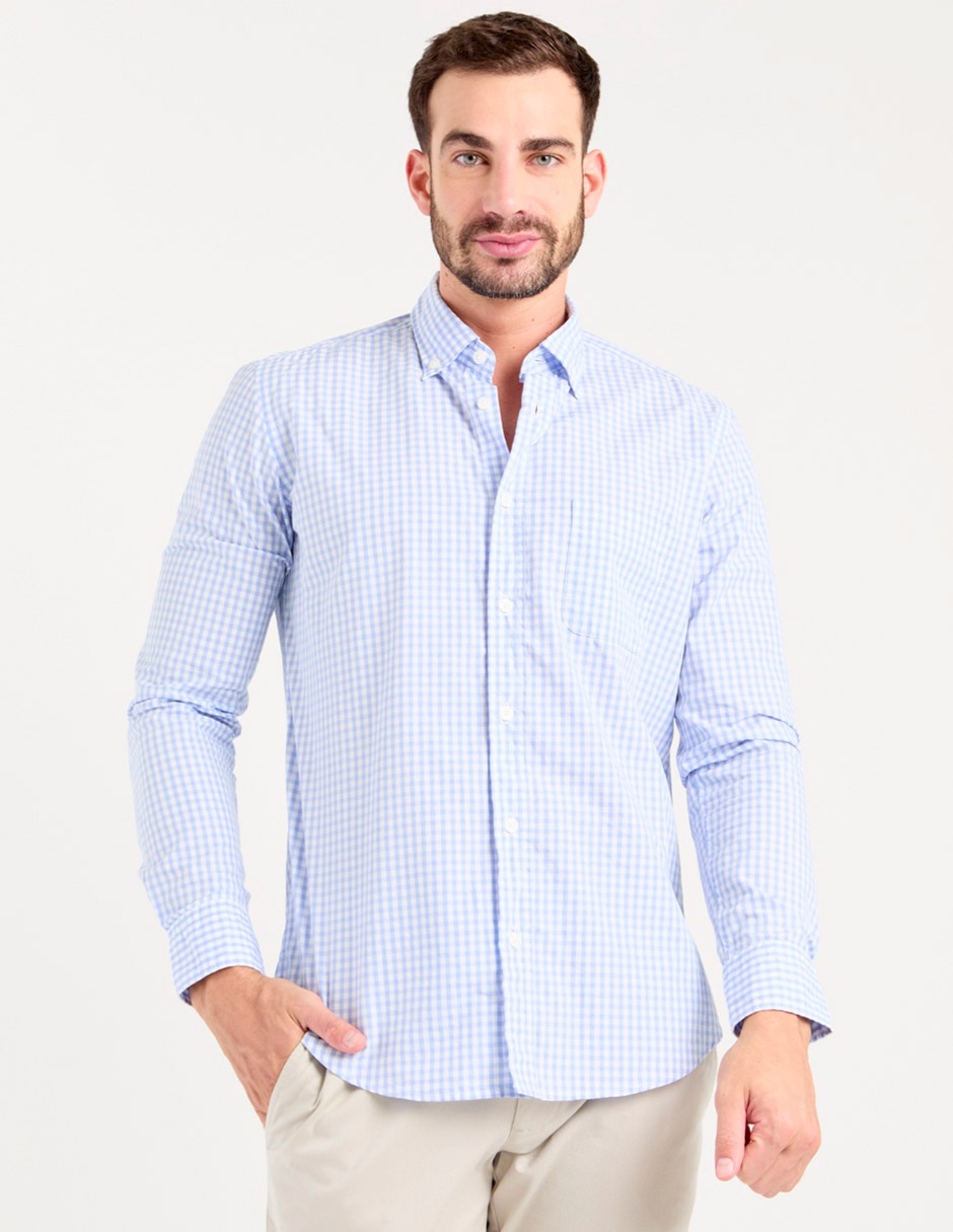 Camisa casual de algodón manga larga para hombre