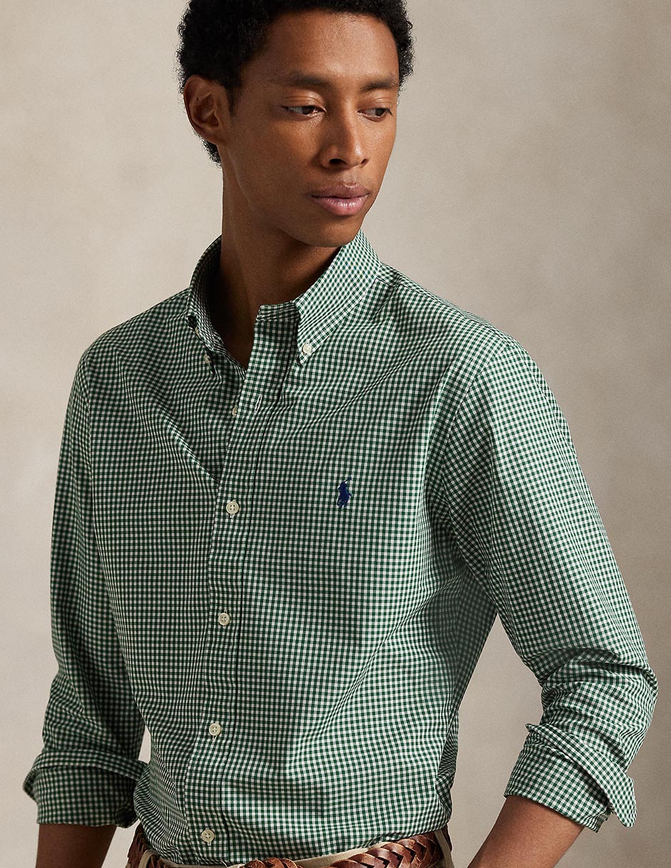 Camisa casual Polo Rl de algodón manga larga para hombre 3