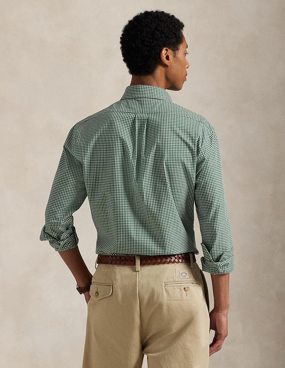 Camisa casual Polo Rl de algodón manga larga para hombre 4