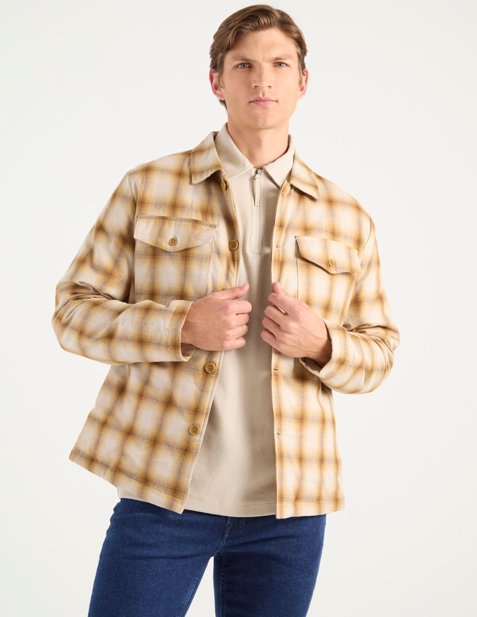 Camisa casual de algodón manga larga para hombre