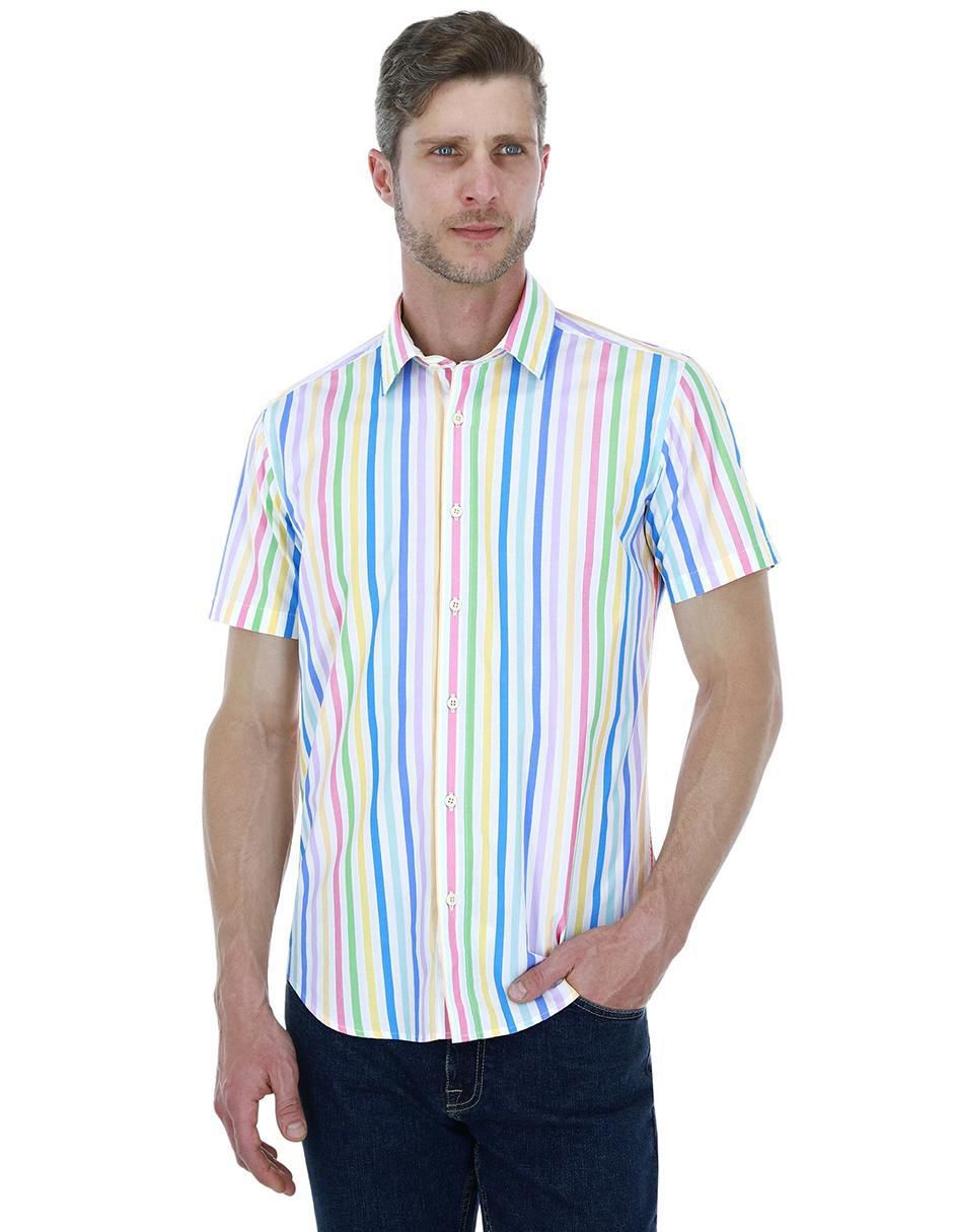 Camisa casual de algodón manga corta para hombre