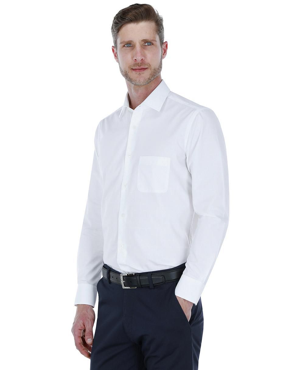 Camisa formal de algodón manga larga para hombre