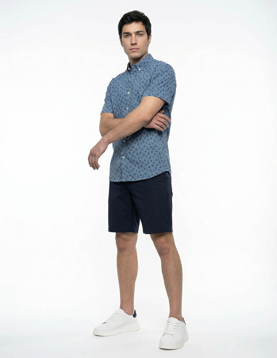 Camisa casual Nautica de algodón manga corta para hombre