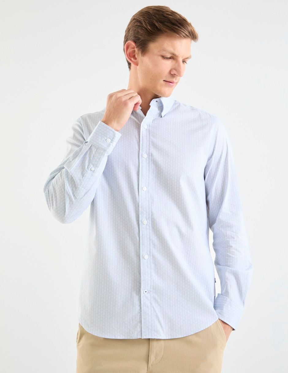 Camisa casual Nautica de algodón manga larga para hombre
