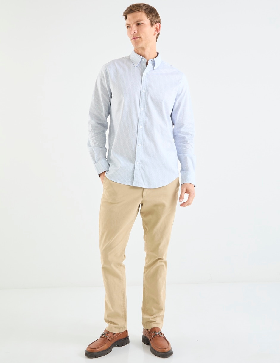 Camisa casual Nautica de algodón manga larga para hombre