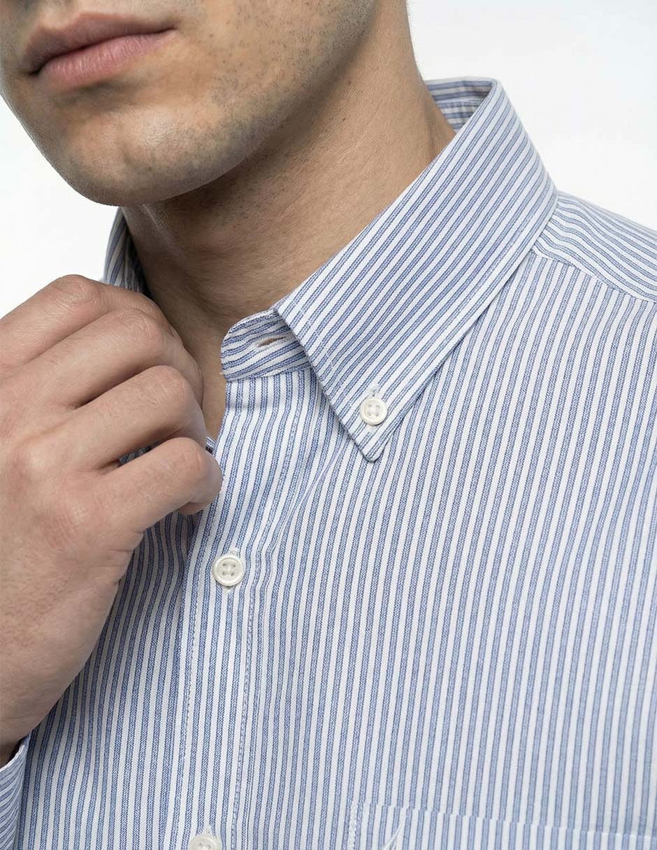 Camisa casual Nautica de algodón manga larga para hombre