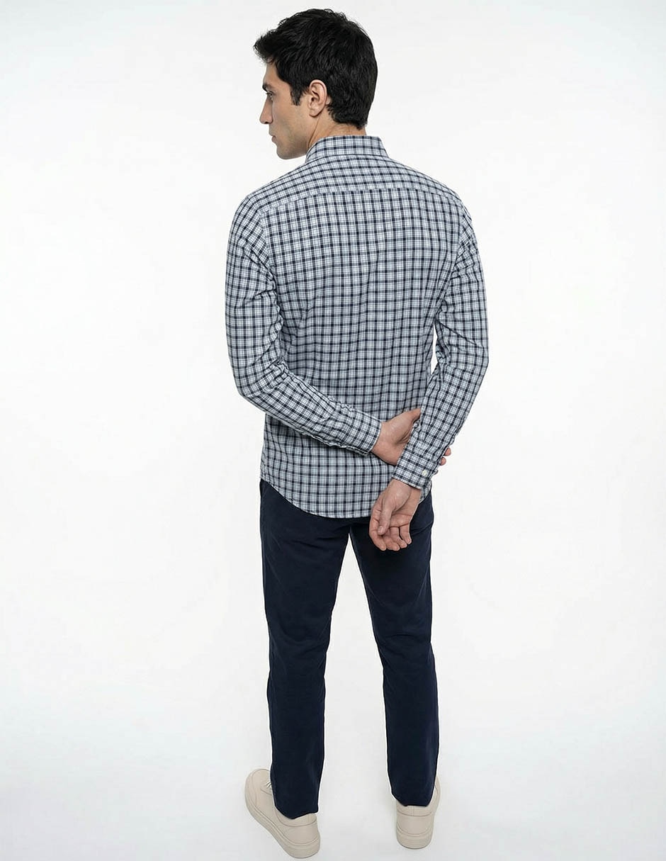 Camisa casual Nautica de algodón manga larga para hombre