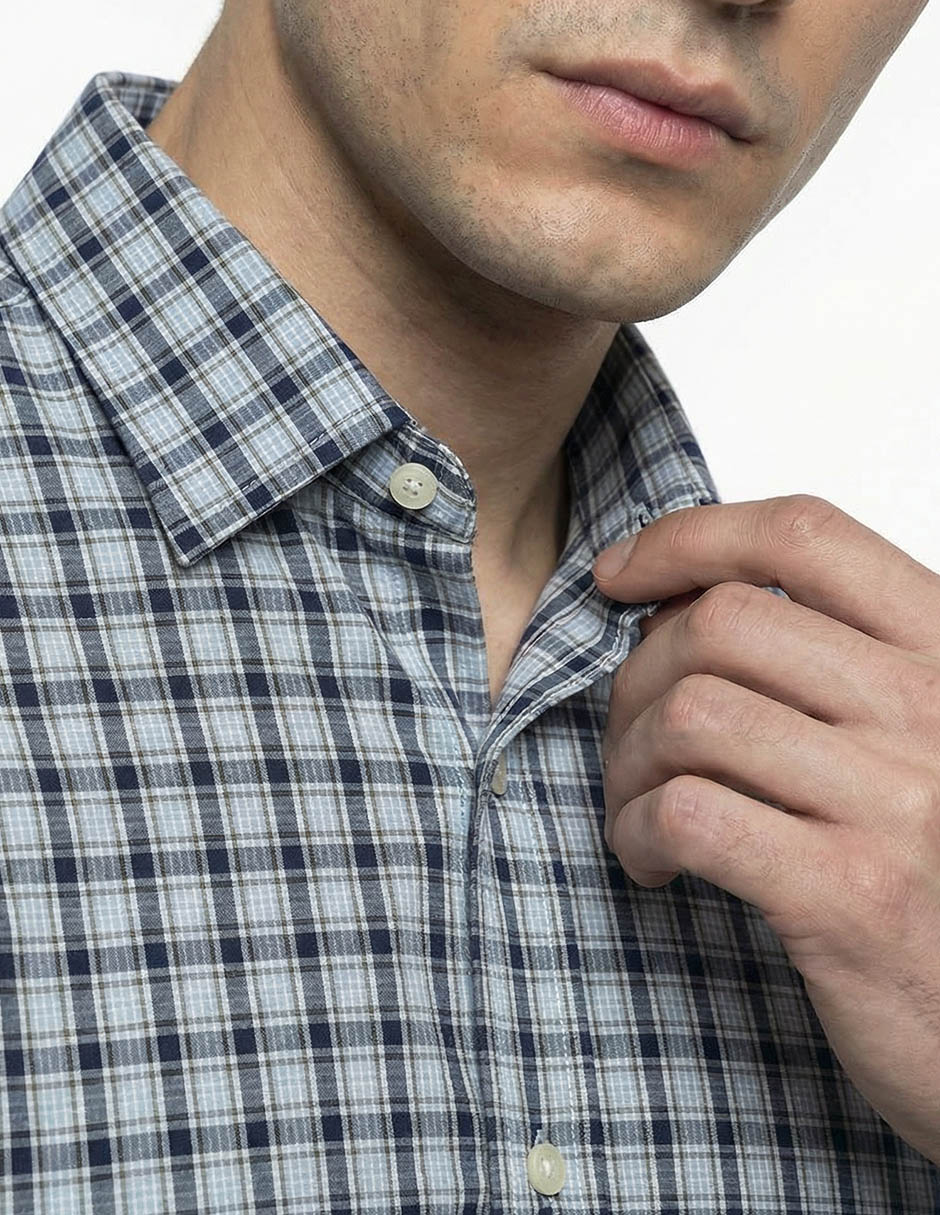 Camisa casual Nautica de algodón manga larga para hombre