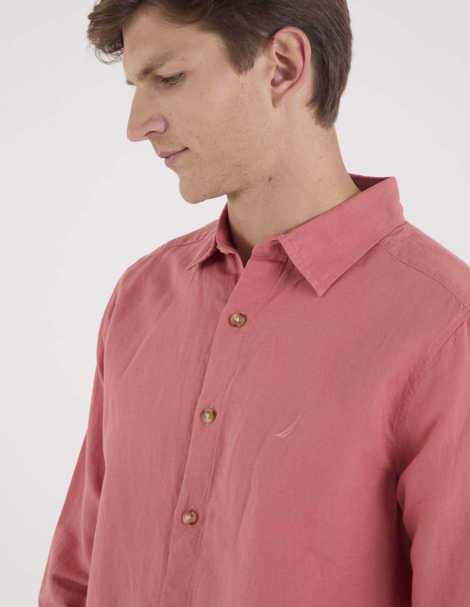 Camisa casual Nautica de algodón manga larga para hombre