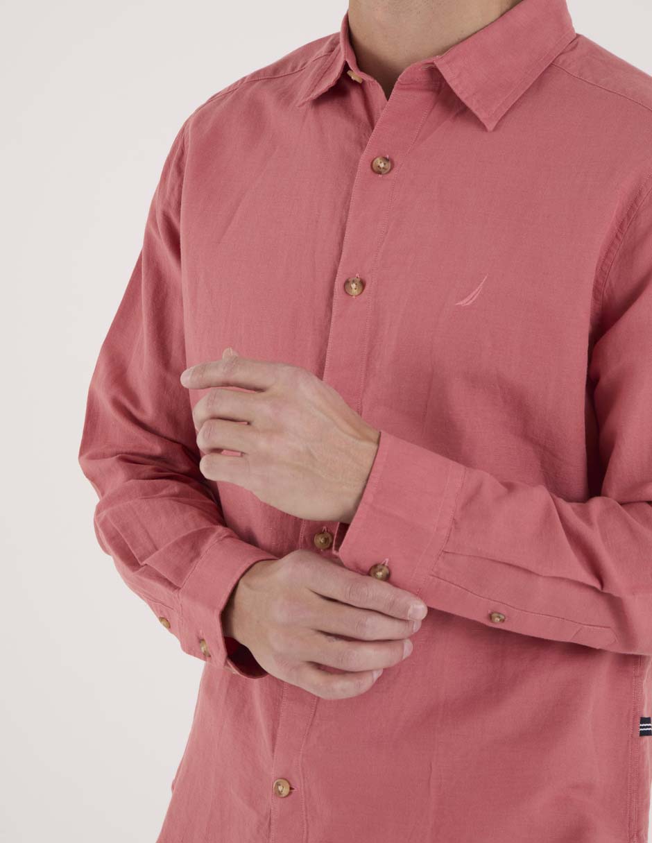 Camisa casual Nautica de algodón manga larga para hombre