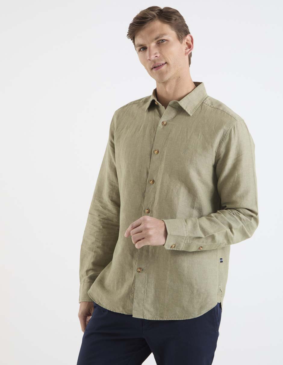 Camisa casual de algodón manga larga para hombre 2