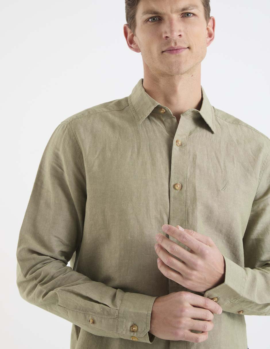 Camisa casual de algodón manga larga para hombre 4