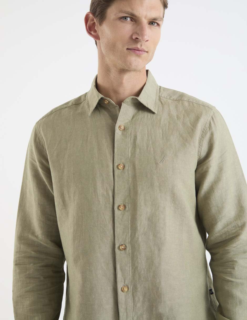 Camisa casual de algodón manga larga para hombre 5