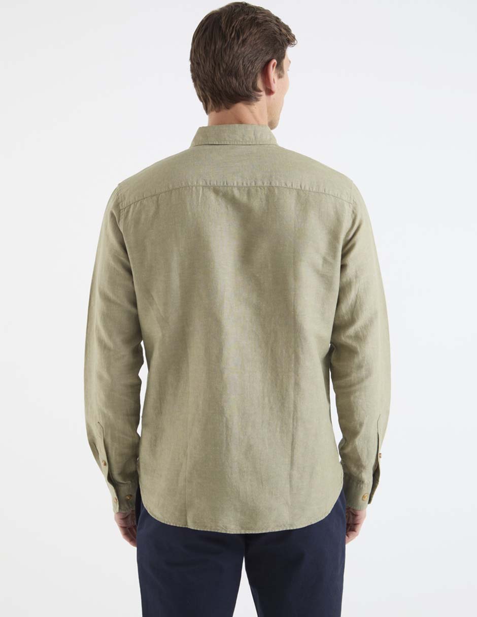 Camisa casual de algodón manga larga para hombre 6