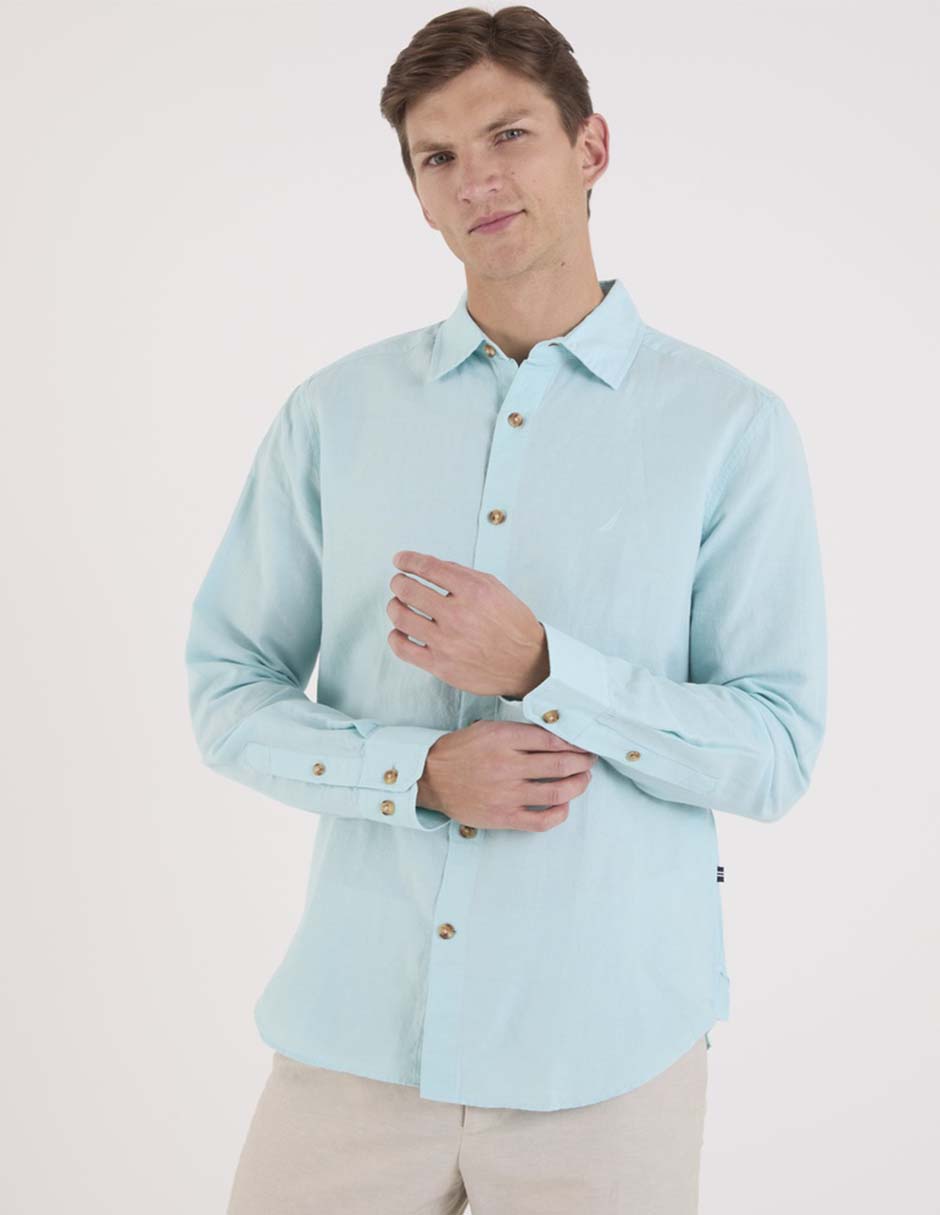 Camisa casual de algodón manga larga para hombre