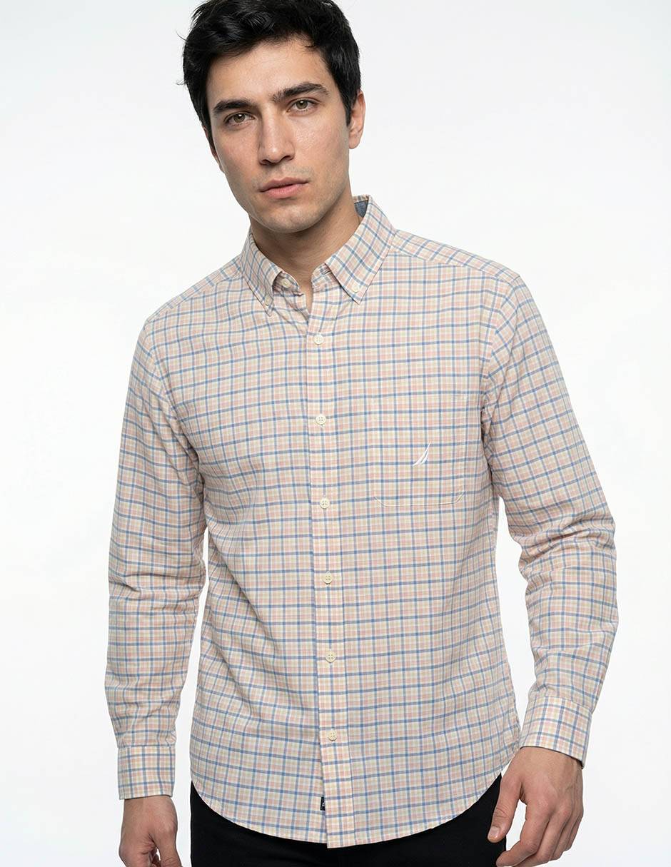 Camisa casual de algodón manga larga para hombre