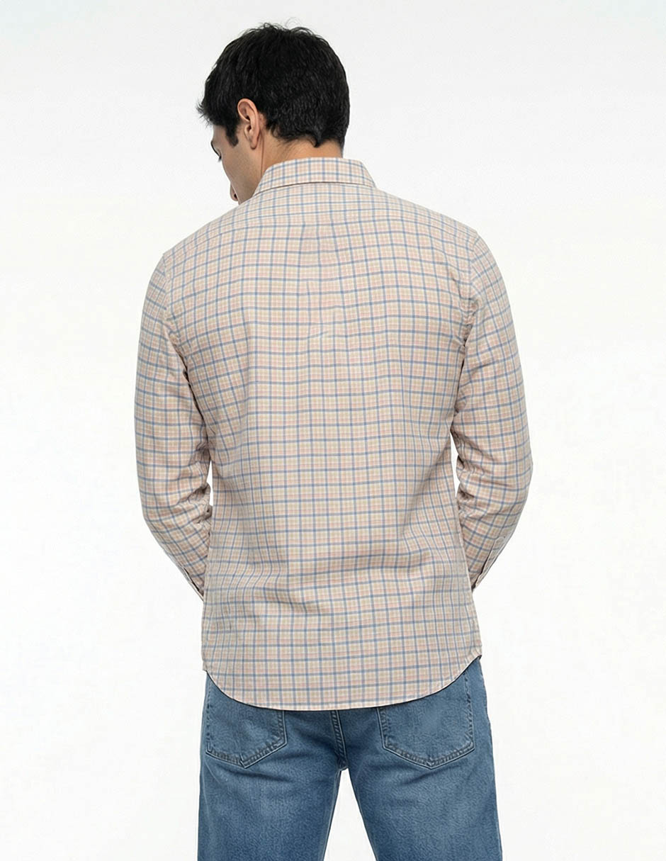 Camisa casual Nautica de algodón manga larga para hombre
