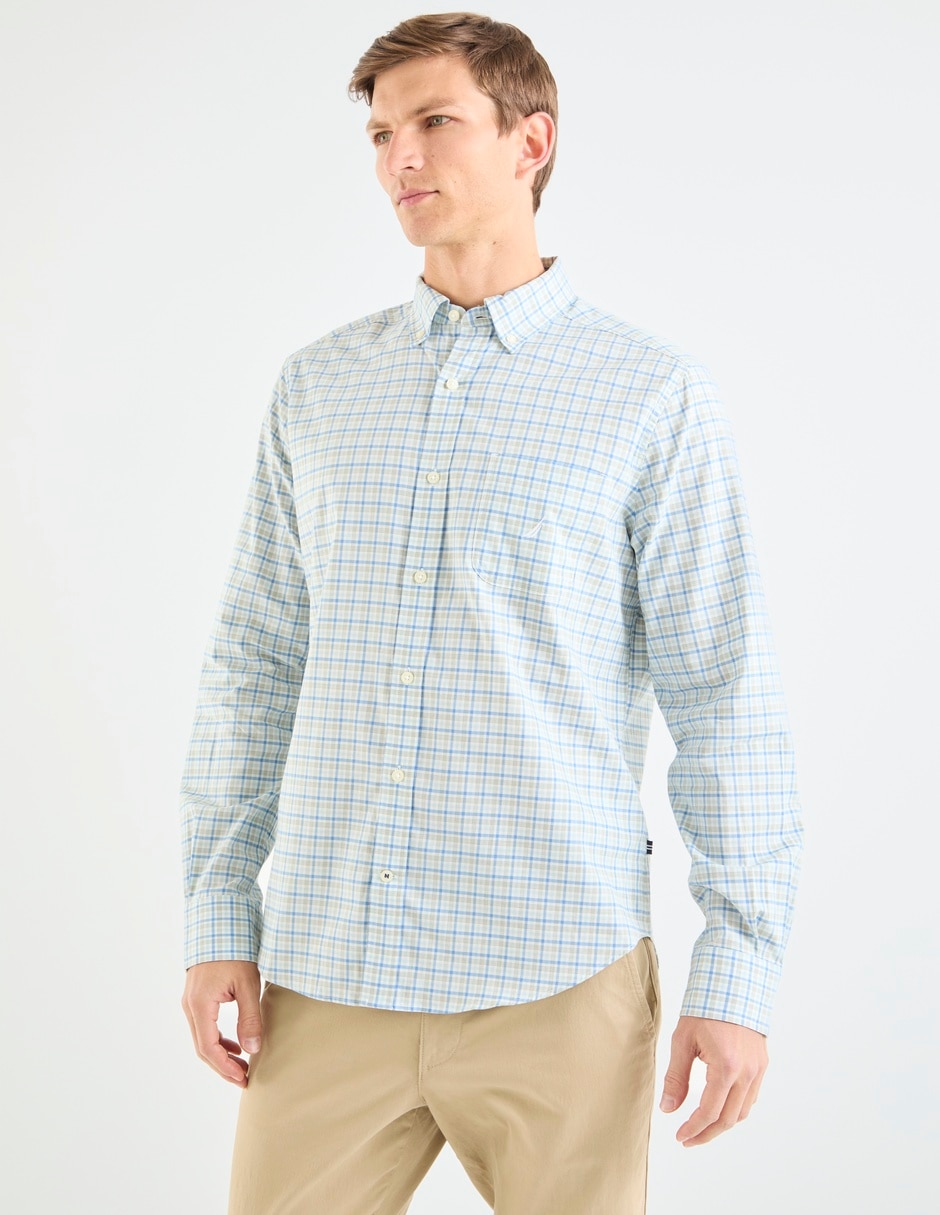 Camisa casual de algodón manga larga para hombre