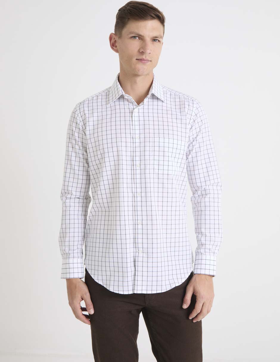 Camisa de vestir de algodón manga larga para hombre