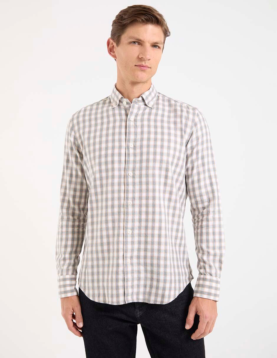 Camisa casual de algodón manga larga para hombre 1