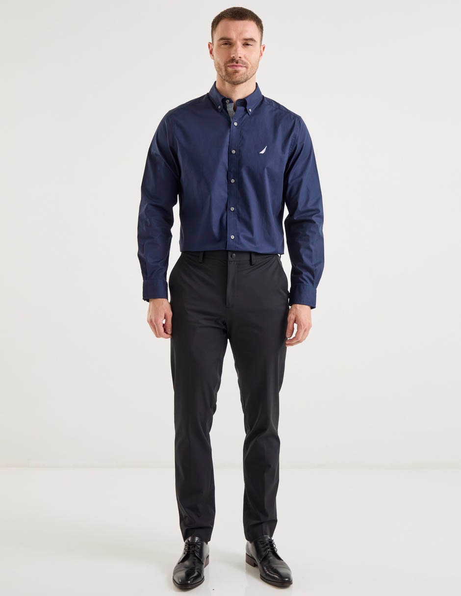 Camisa casual Nautica de algodón manga larga para hombre
