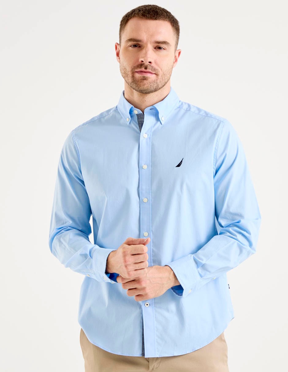 Camisa casual de algodón manga larga para hombre