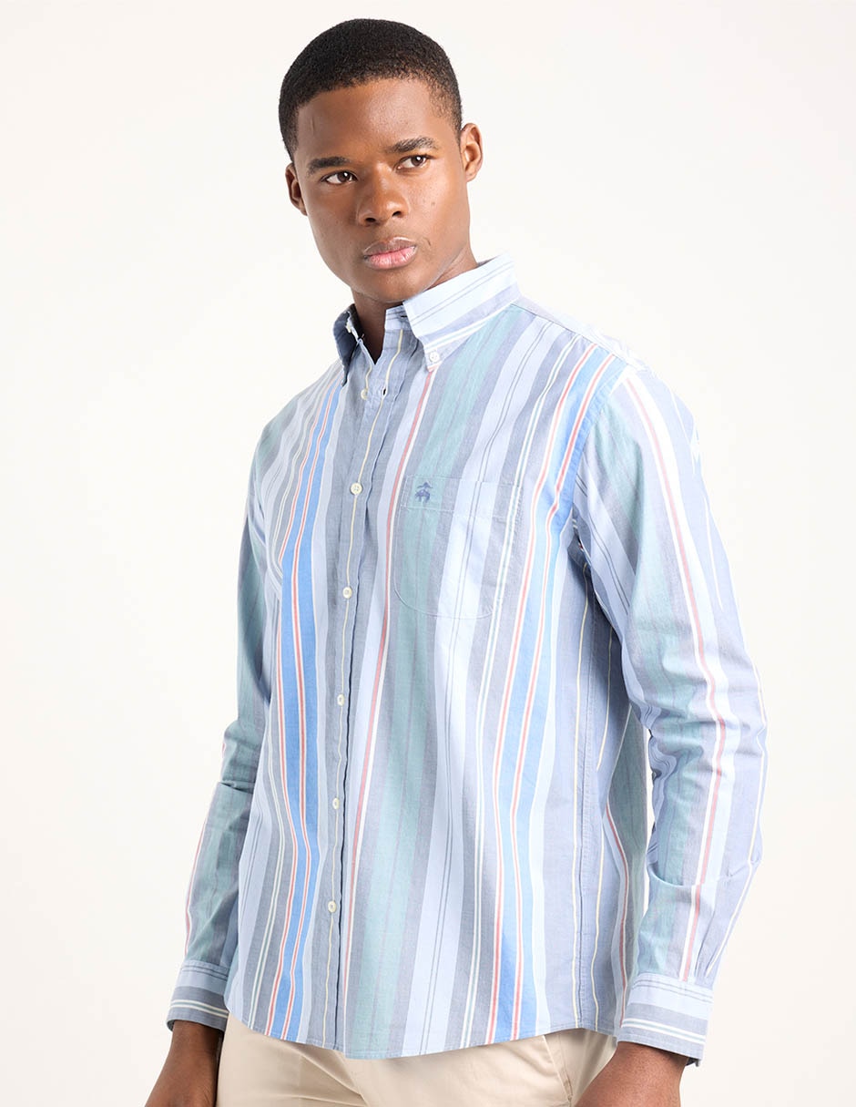 Camisa casual de algodón manga larga para hombre 1