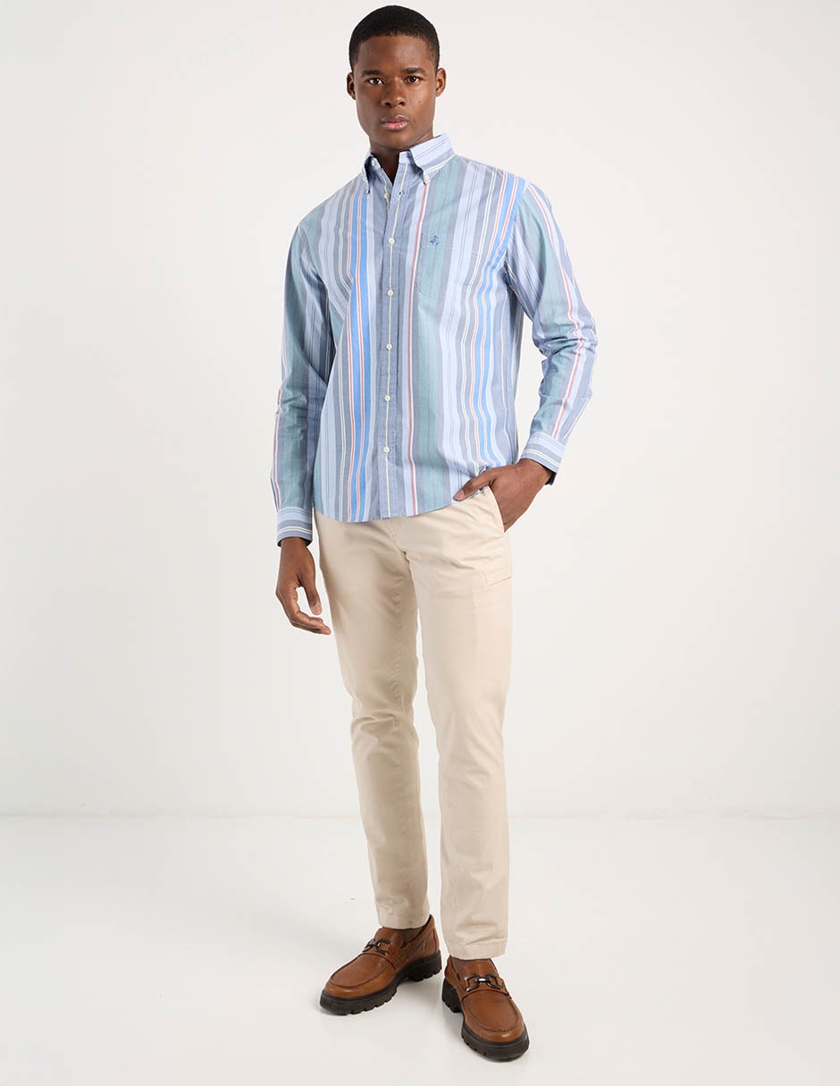 Camisa casual de algodón manga larga para hombre 8