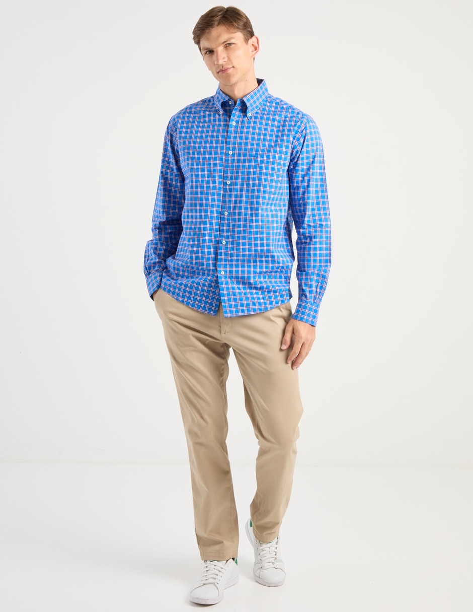 Camisa casual de algodón manga larga para hombre 6