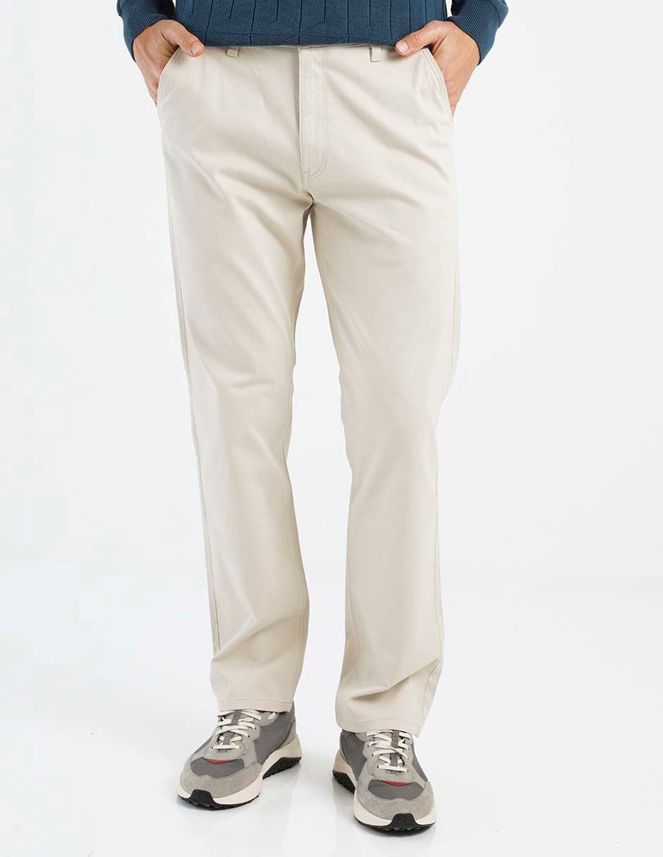 Pantalón chino regular de algodón para hombre