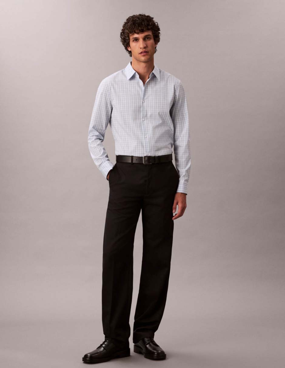 Camisa casual Calvin Klein de algodón manga larga para hombre 4