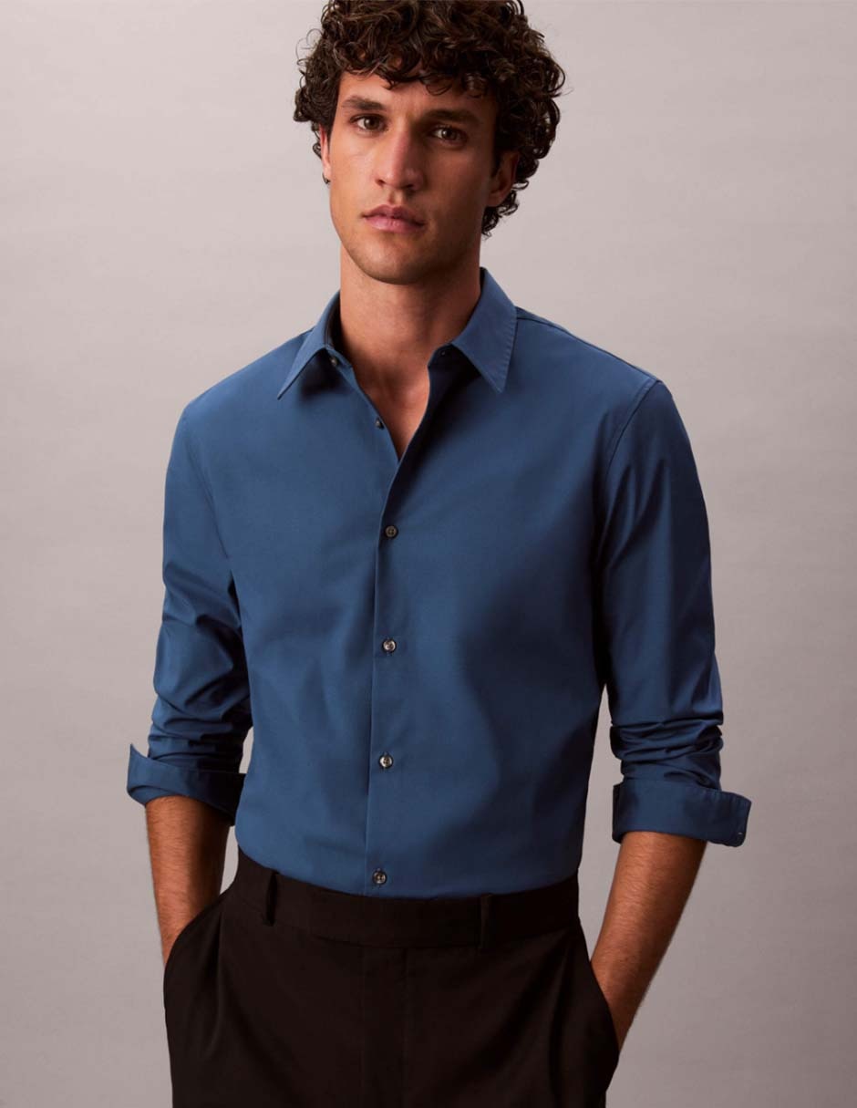 Camisa casual Calvin Klein de algodón manga larga para hombre