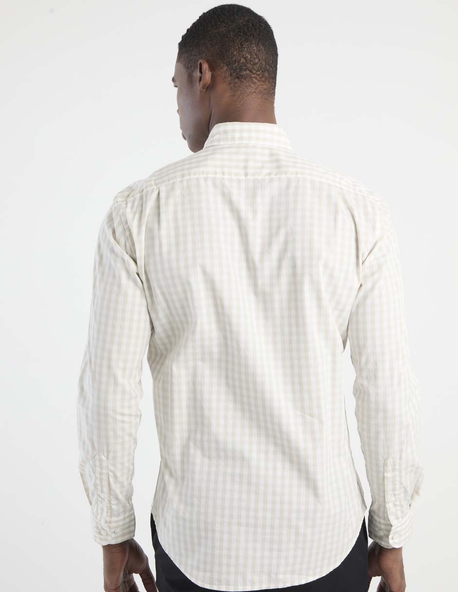 Camisa casual de algodón manga larga para hombre