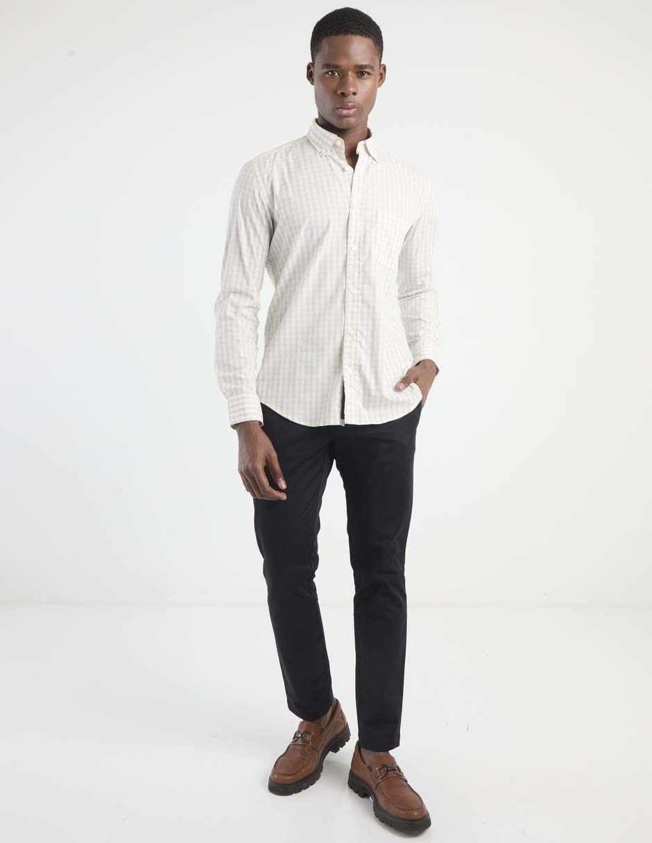 Camisa casual de algodón manga larga para hombre