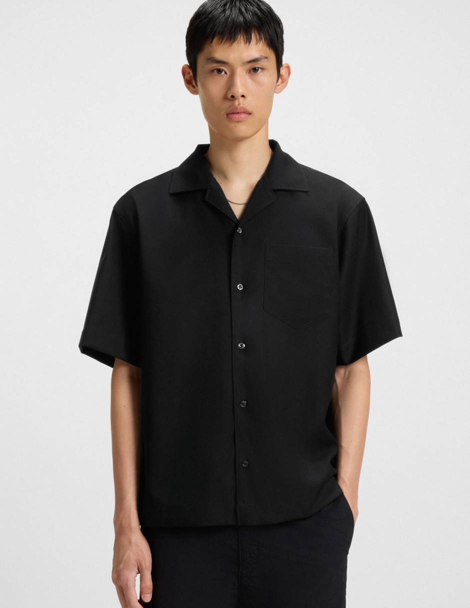 Camisa casual de lana manga corta para hombre