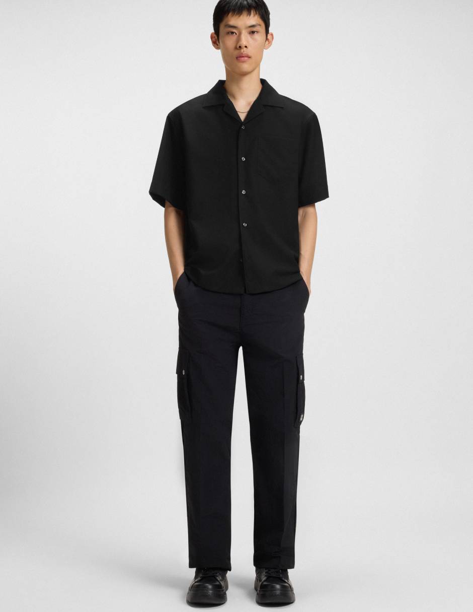 Camisa casual de lana manga corta para hombre 2